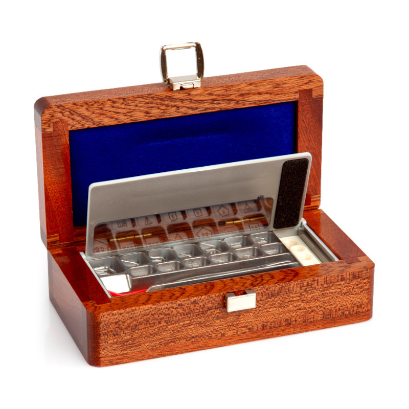 Alambre de acero inoxidable, juego (1 mg - 500 mg), caja de madera