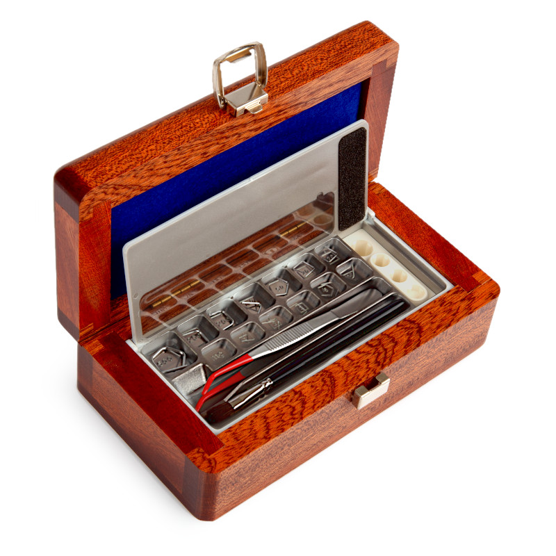 Alambre de acero inoxidable, juego (1 mg - 500 mg), caja de madera