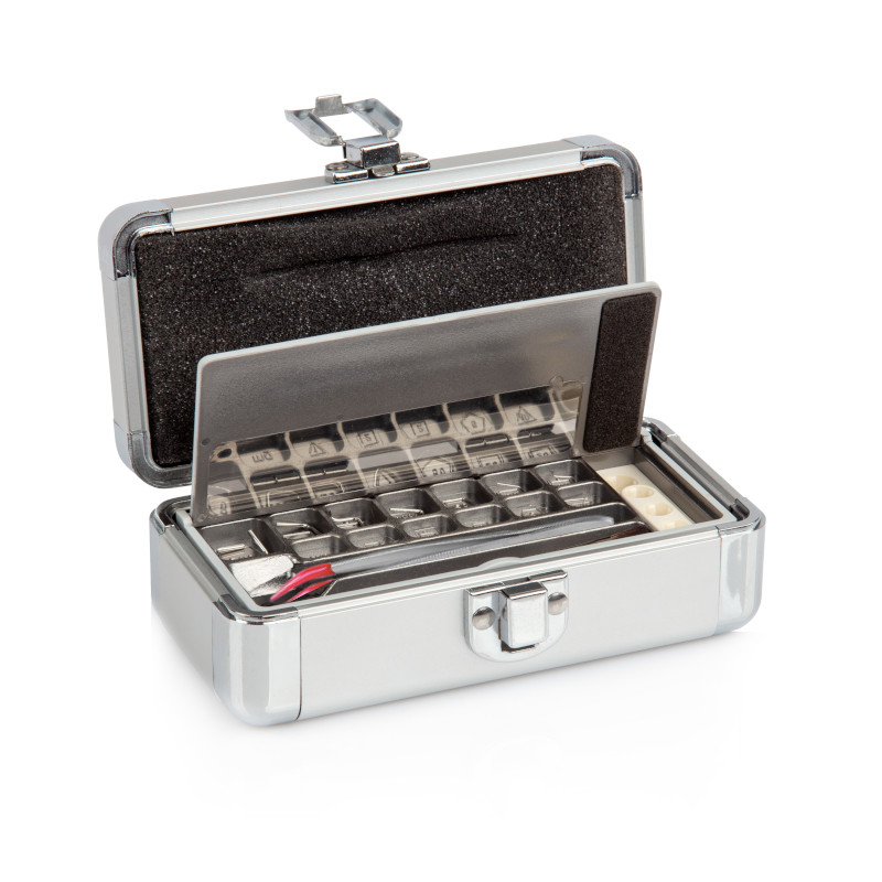 Alambre de acero inoxidable, juego (1 mg - 500 mg), caja de plástico