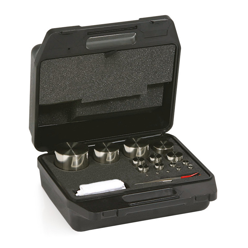 Cilíndrico sin perilla, sin cámara de ajuste, juego (1 g - 10 kg), caja de plástico