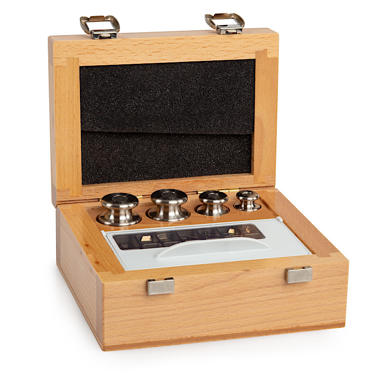 Pesas de clase M1, cilíndrico, juego (1 mg - 50 g), caja de madera