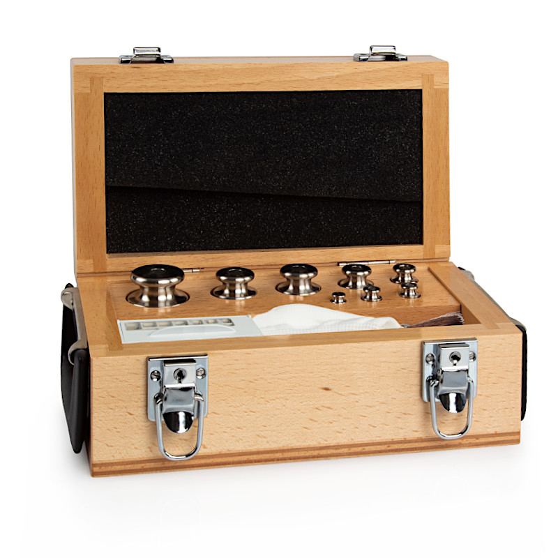 Pesas de clase M1, cilíndrico, juego (1 mg - 500 g), caja de madera